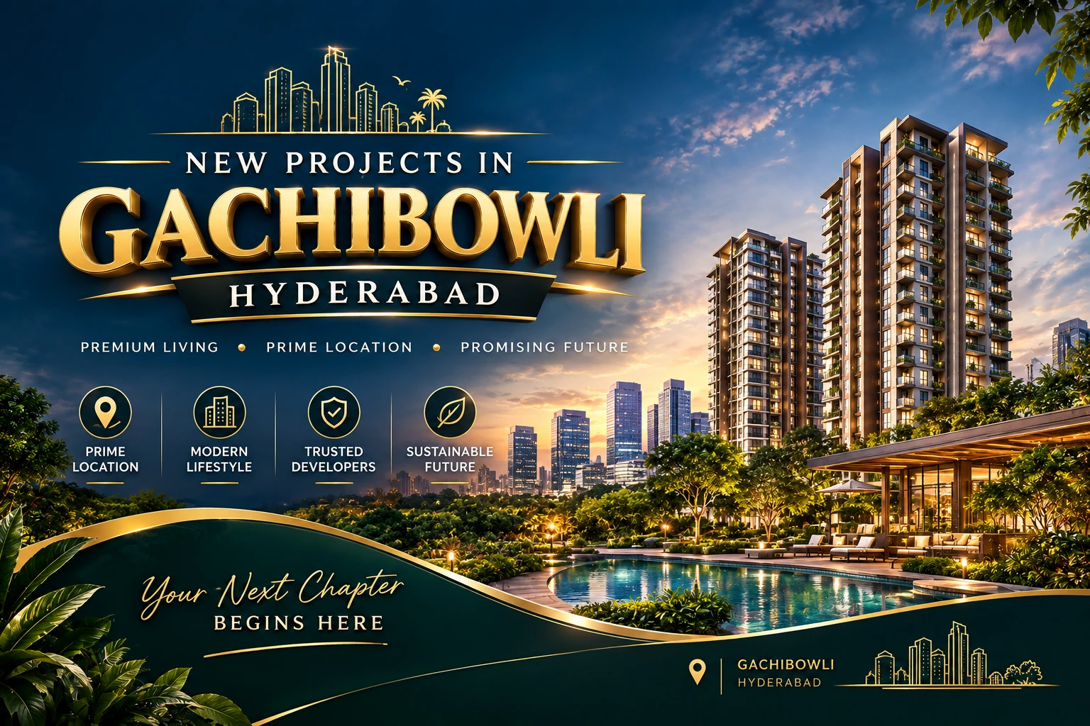 Gachibowli residential area with premium apartments and green surroundings near Financial District