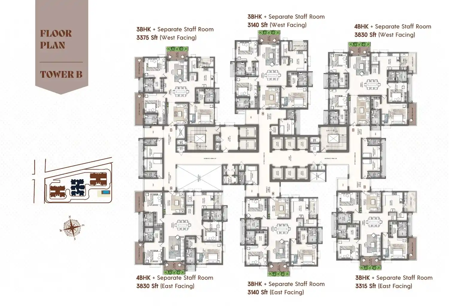 3 BHK floor plan Sattva RTC X Roads Hyderabad
